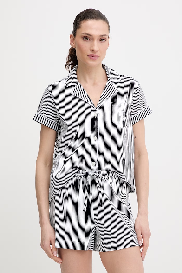 Bavlnené pyžamo Lauren Ralph Lauren bavlna tmavomodrá ILN82313