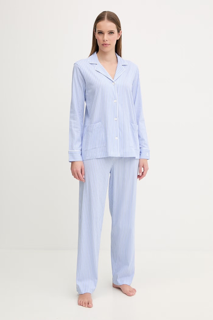 Bavlnené pyžamo Lauren Ralph Lauren bavlna modrá ILN92277