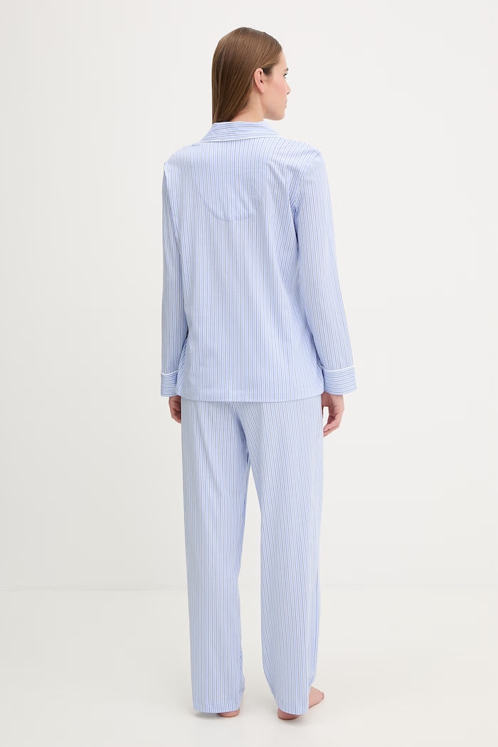 Bavlnené pyžamo Lauren Ralph Lauren modrá ILN92277
