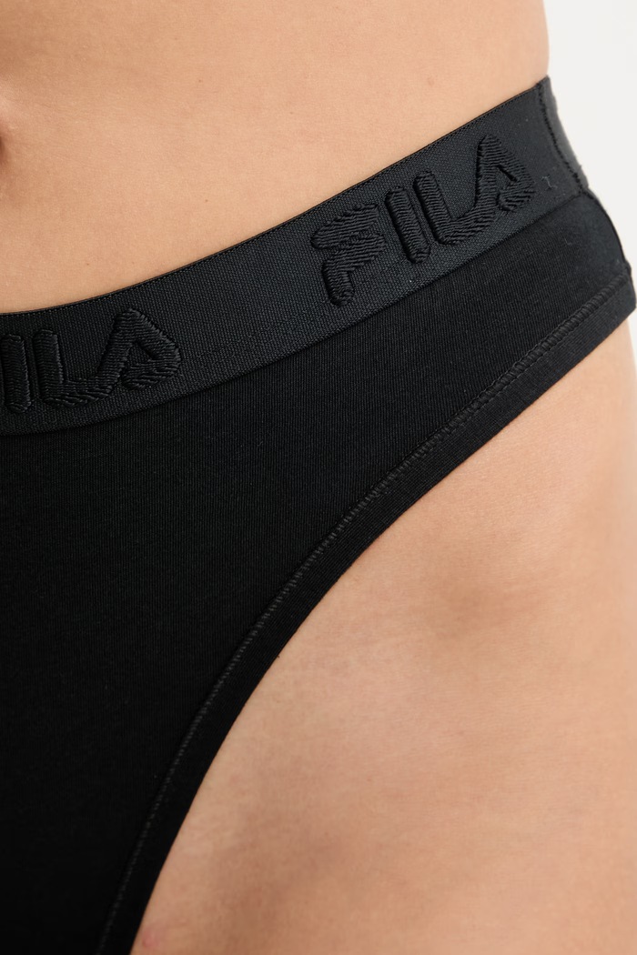 Fila stringi damskie z bawełną czarny FU6372