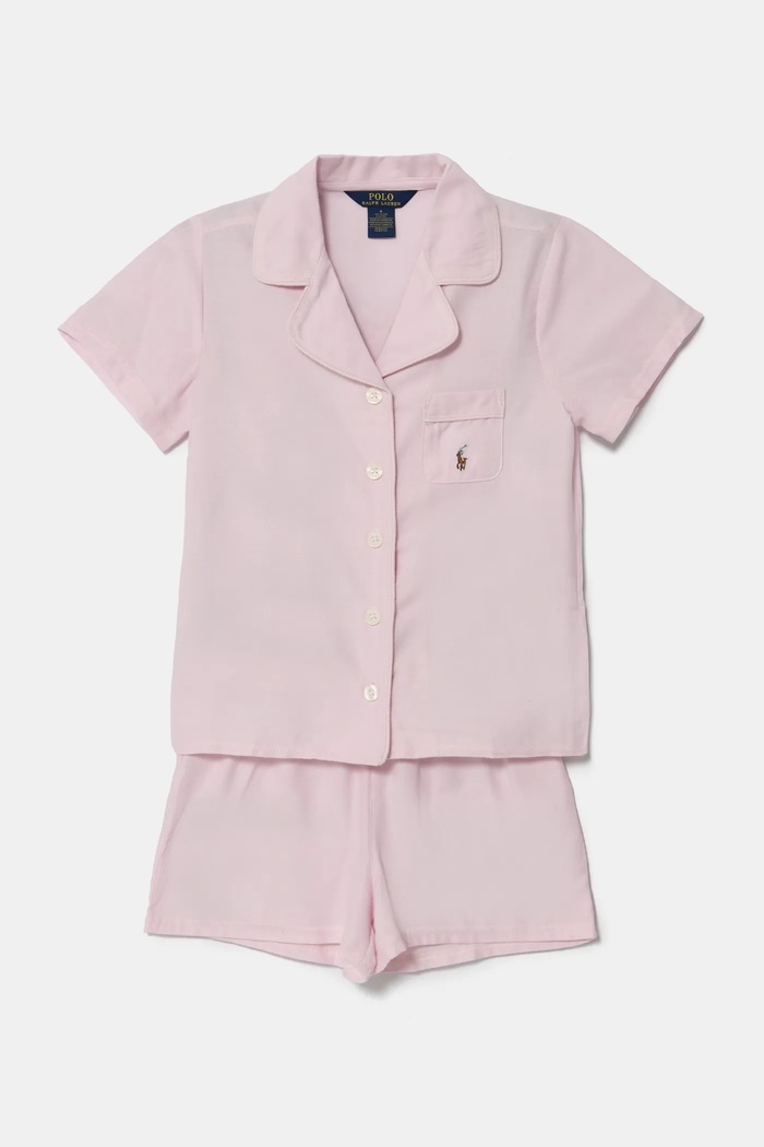 Детска памучна пижама Polo Ralph Lauren комплект розов 4P0122