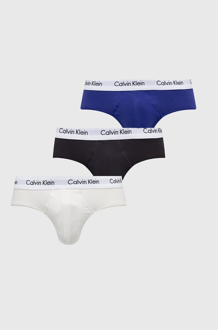 Calvin Klein Underwear slipy męskie bawełniane z elastanem 3-pack nadruk granatowy 0000U2661G