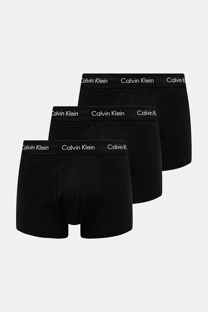 Calvin Klein boxerky pánske bavlnené s elastanom 3-pack pletenina čierna 0000U2664G