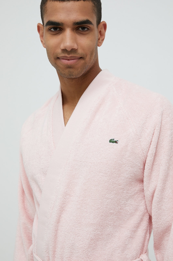 Lacoste szlafrok bawełniany różowy LDEFILE