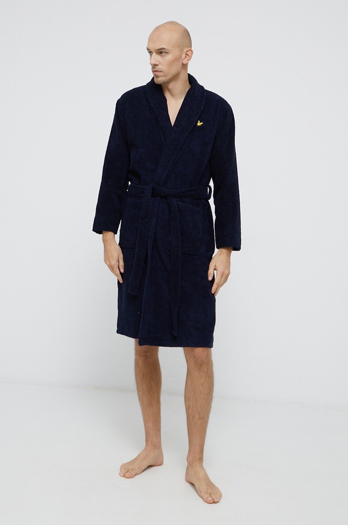 Lyle & Scott Szlafrok dzianina granatowy LUCAS.9058