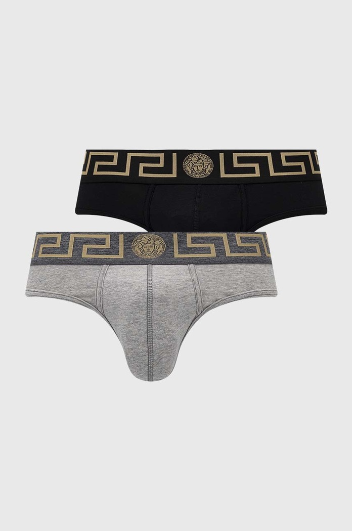 Versace slipy 2-pack dzianina szary AU10180.A232741