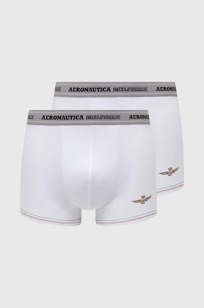 Boxerky Aeronautica Militare 2-pack pletenina bílá AM1UBX004