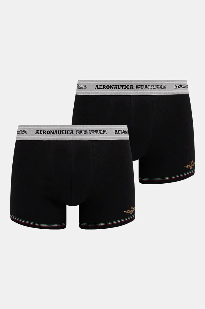 Boxerky Aeronautica Militare 2-pack pletenina černá AM1UBX004