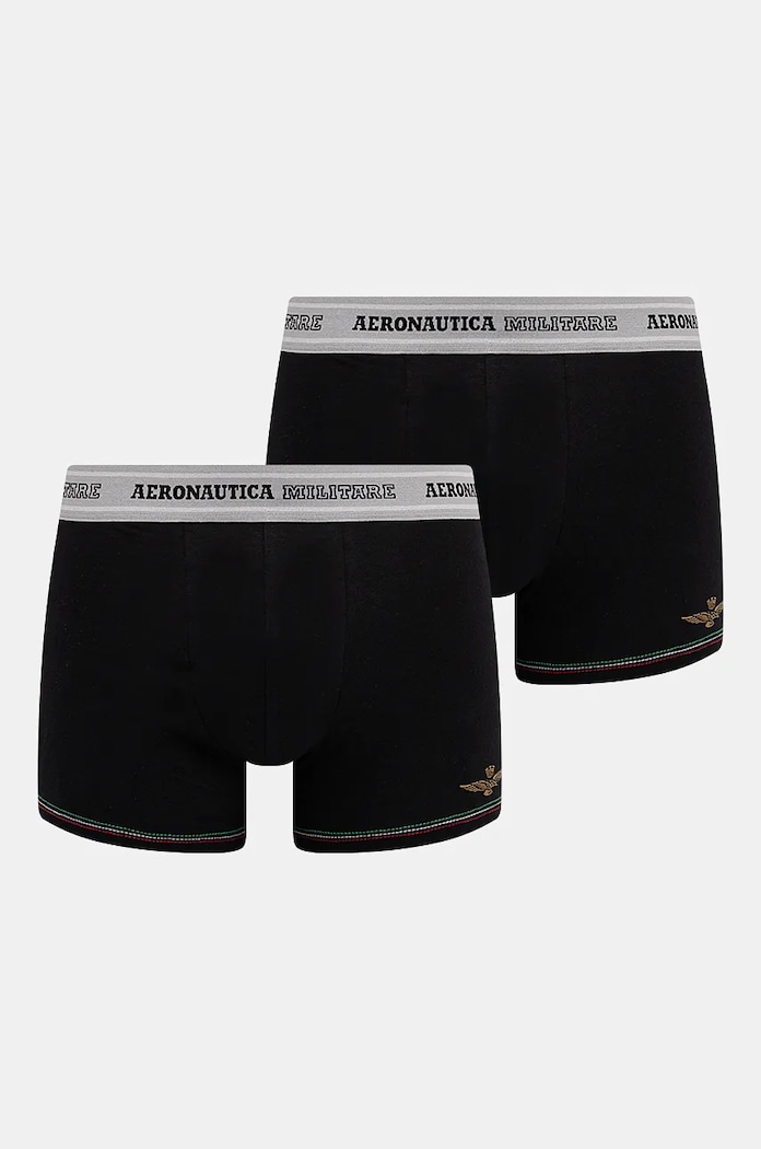 Boxerky Aeronautica Militare 2-pack pletenina černá AM1UBX004