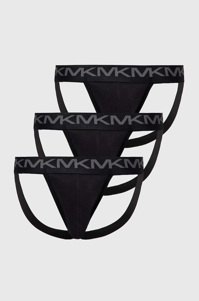 Εσώρουχο jockstrap Michael Kors 3-pack πλεκτό ύφασμα μαύρο 6BR1J10033