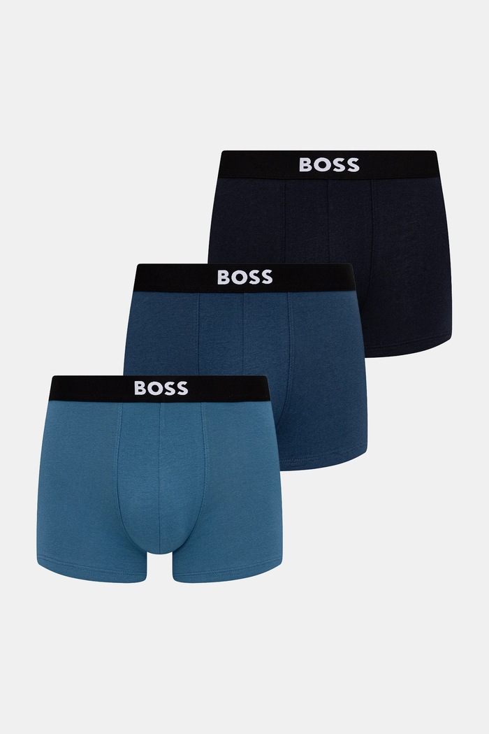 BOSS boksarice moške iz bombaža z elastanom Trunk 3P BOSS ONE paket 3 kosov Bombaž modra 50544263