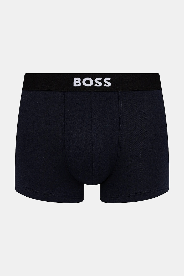 BOSS boksarice moške iz bombaža z elastanom Trunk 3P BOSS ONE paket 3 kosov modra 50544263