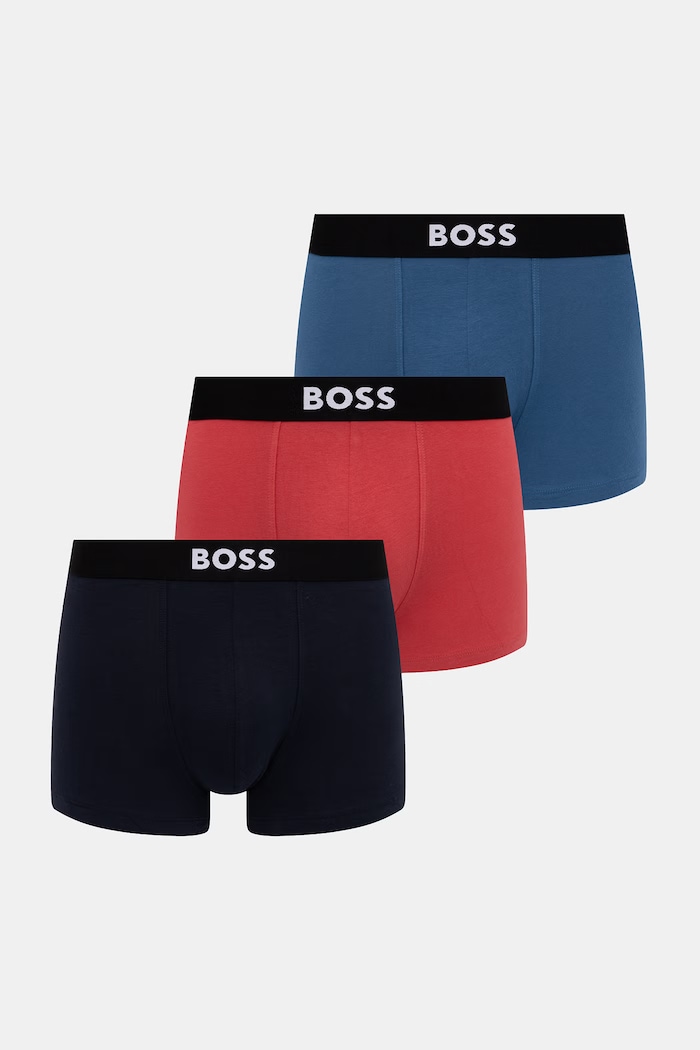 BOSS boxerky pánské bavlněné s elastanem Trunk 3P BOSS ONE 3-pack modrá 50544263