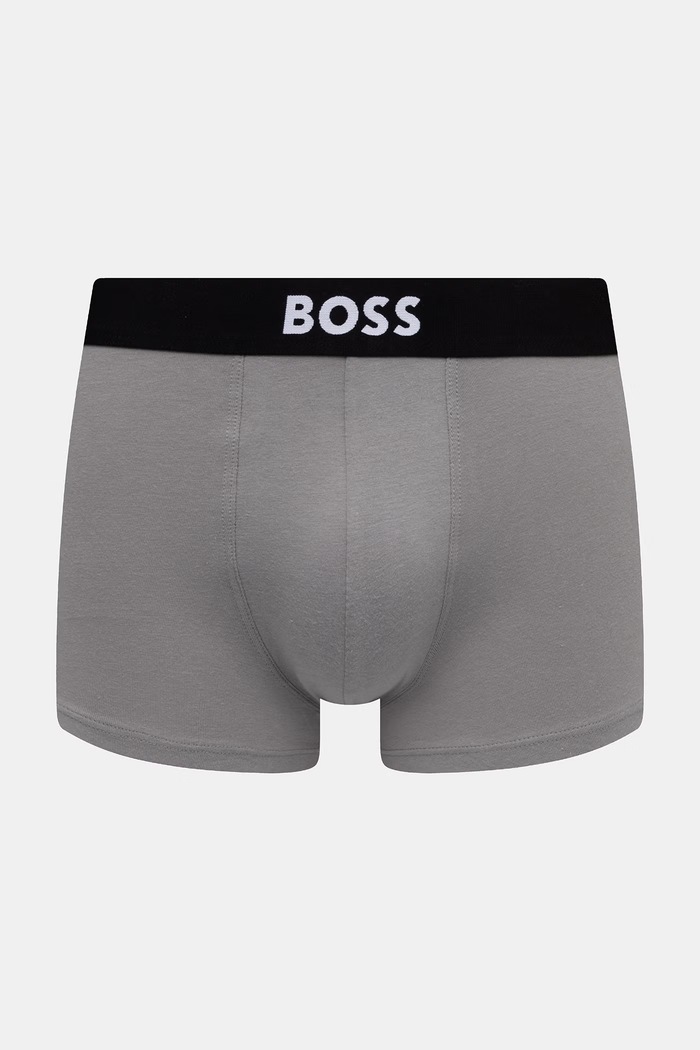 BOSS boxerky pánské bavlněné s elastanem Trunk 3P BOSS ONE 3-pack šedá 50544263