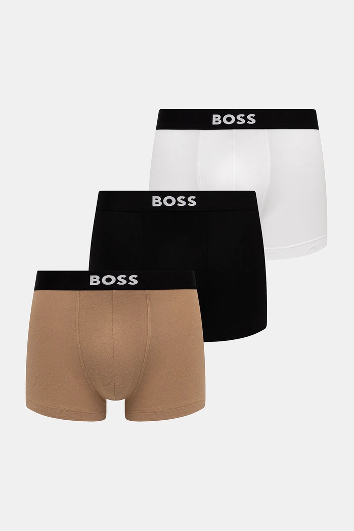 BOSS boksarice moške bombažne z elastanom Trunk 3P BOSS ONE paket 3 kosov Pletenina črna 50544263