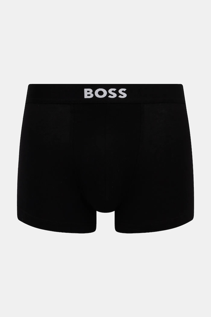 Oblačila BOSS Boksarice moške bombažne z elastanom Trunk 3P BOSS ONE paket 3 kosov 50544263 črna
