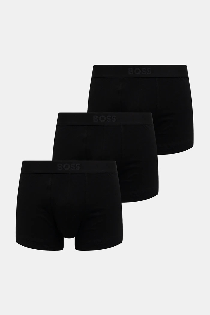 BOSS boksarice moške bombažne z elastanom Trunk 3P BOSS ONE paket 3 kosov Bombaž črna 50544263