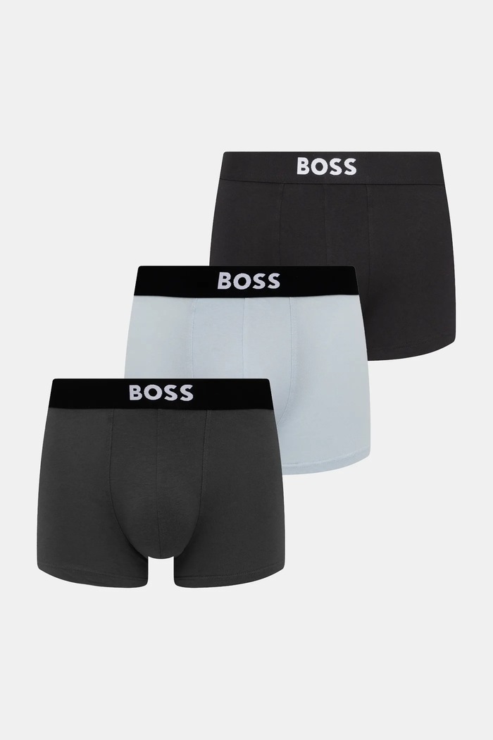 BOSS boksarice moške iz bombaža z elastanom Trunk 3P BOSS ONE paket 3 kosov Bombaž črna 50544263
