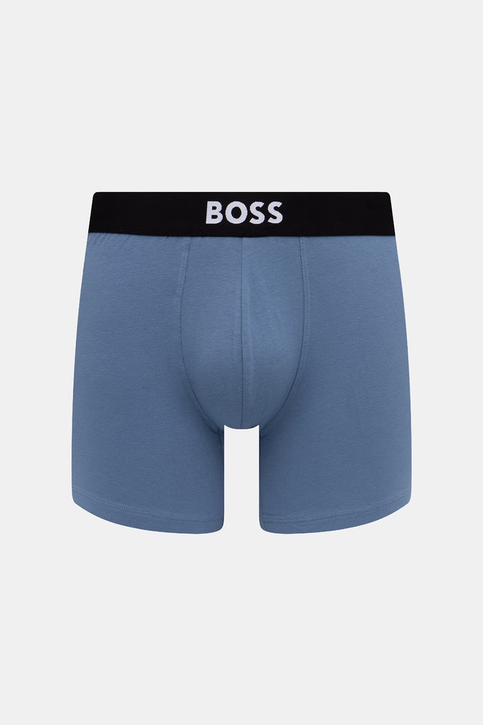 BOSS přiléhavé boxerky pánské bavlněné s elastanem BoxerBr 3P BOSS ONE 3-pack 50544272 zelená SS26
