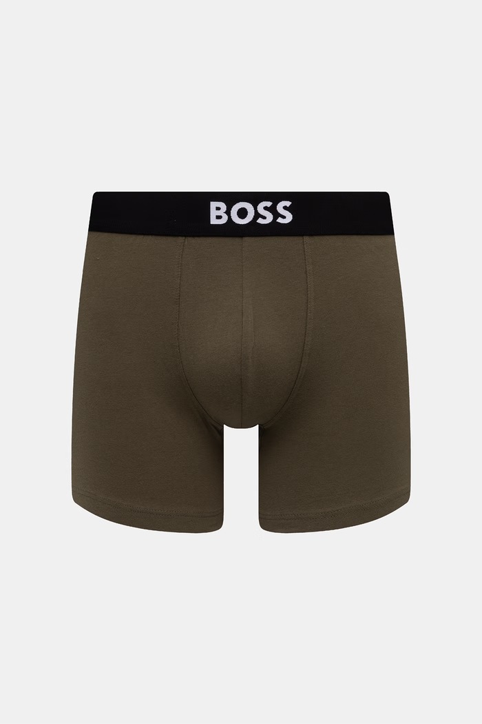 Oblečení BOSS přiléhavé boxerky pánské bavlněné s elastanem BoxerBr 3P BOSS ONE 3-pack 50544272 zelená