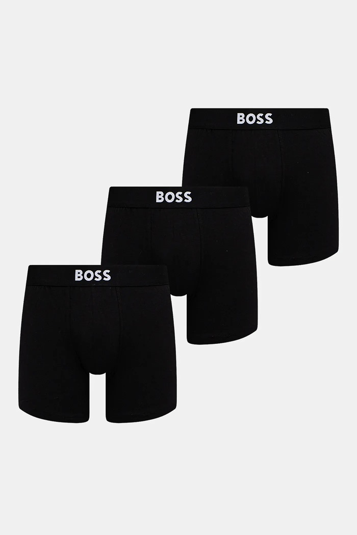 BOSS bokserki dopasowane męskie bawełniane z elastanem BoxerBr 3P BOSS ONE 3-pack dzianina czarny 50544272
