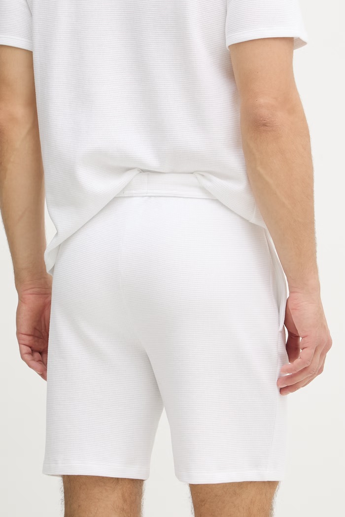 Дрехи BOSS домашен къс панталон мъжки с памук Waffle Shorts 50535884 бял