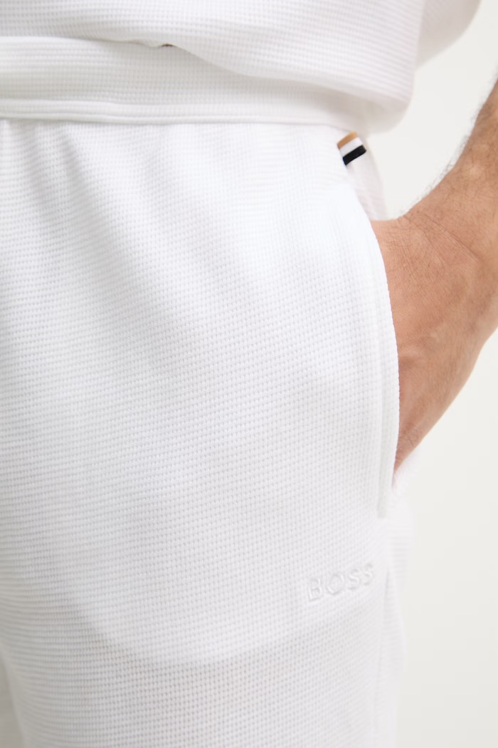 BOSS домашен къс панталон мъжки с памук Waffle Shorts бял 50535884