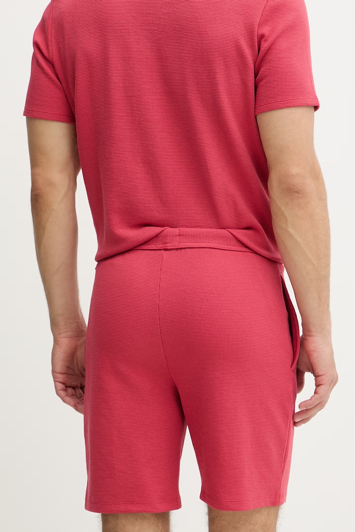 Odzież BOSS szorty lounge męskie z bawełną Waffle Shorts 50535884 czerwony
