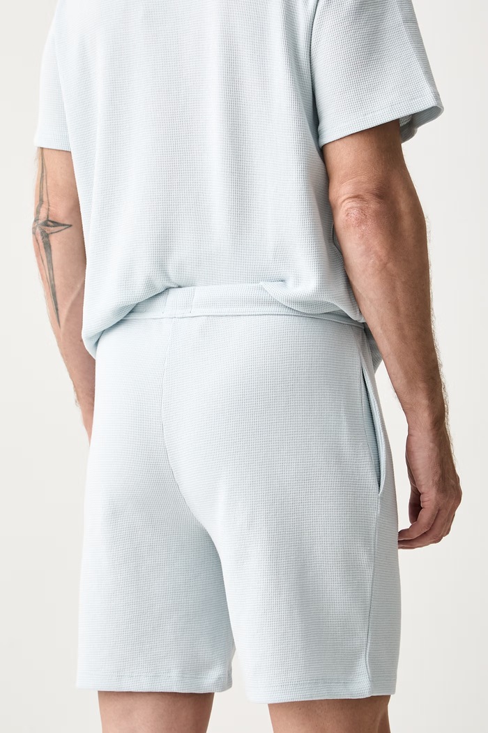Odzież BOSS szorty lounge męskie z bawełną Waffle Shorts 50535884 niebieski