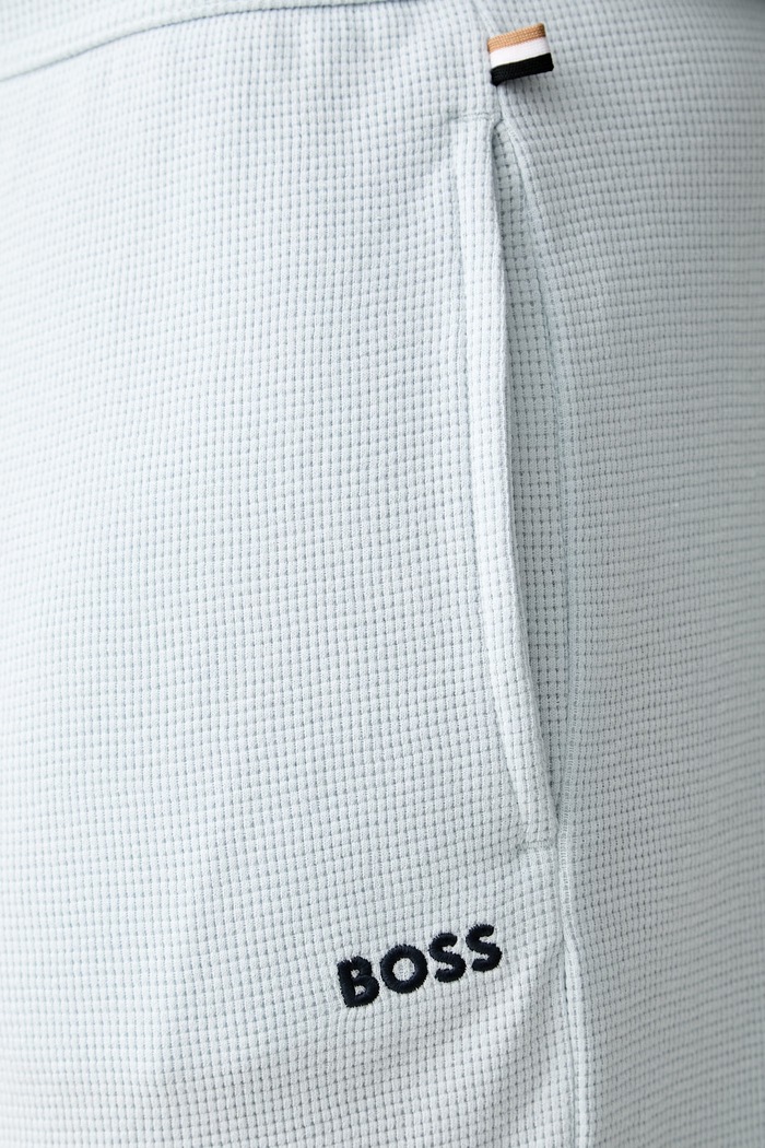 BOSS szorty lounge męskie z bawełną Waffle Shorts niebieski 50535884