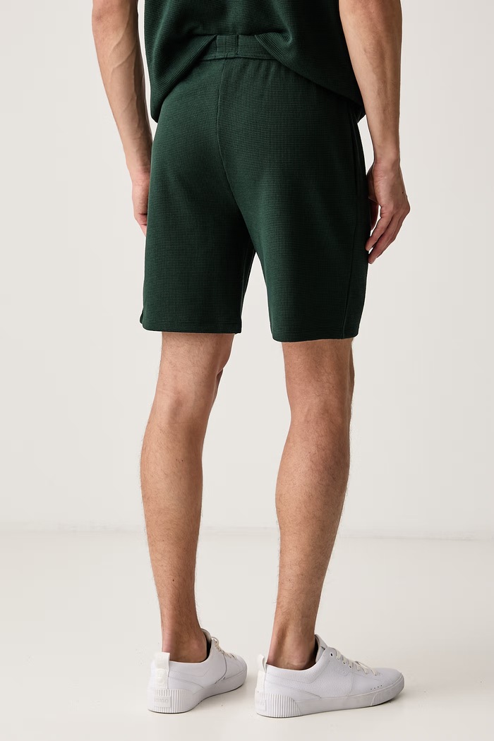 Odzież BOSS Szorty lounge męskie z bawełną Waffle Shorts 50535884 zielony