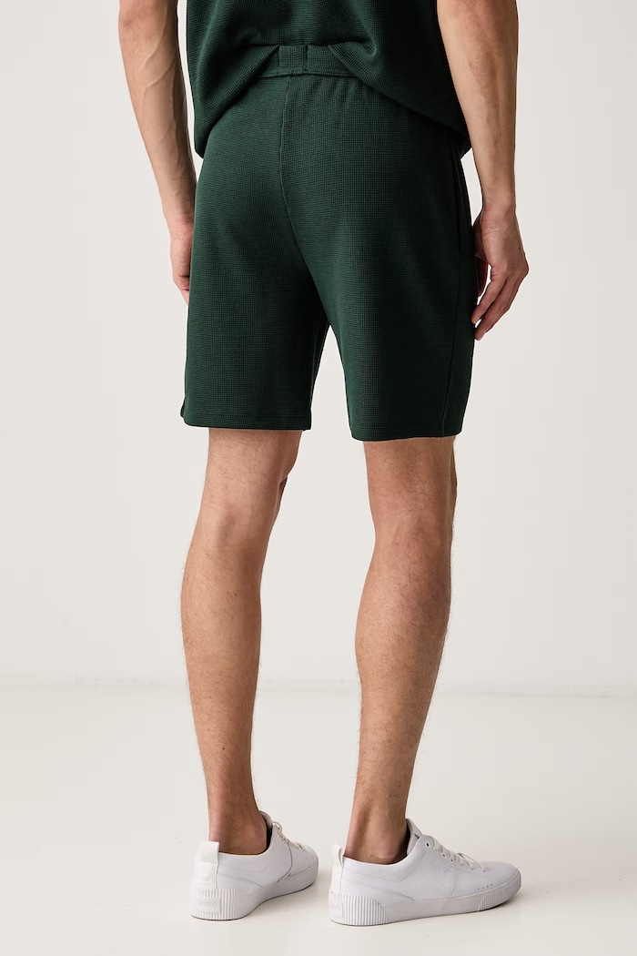 Odzież BOSS Szorty lounge męskie z bawełną Waffle Shorts 50535884 zielony