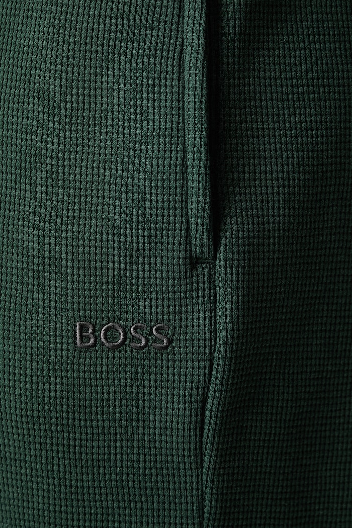 Szorty lounge męskie z bawełną Waffle Shorts BOSS 50535884 zielony