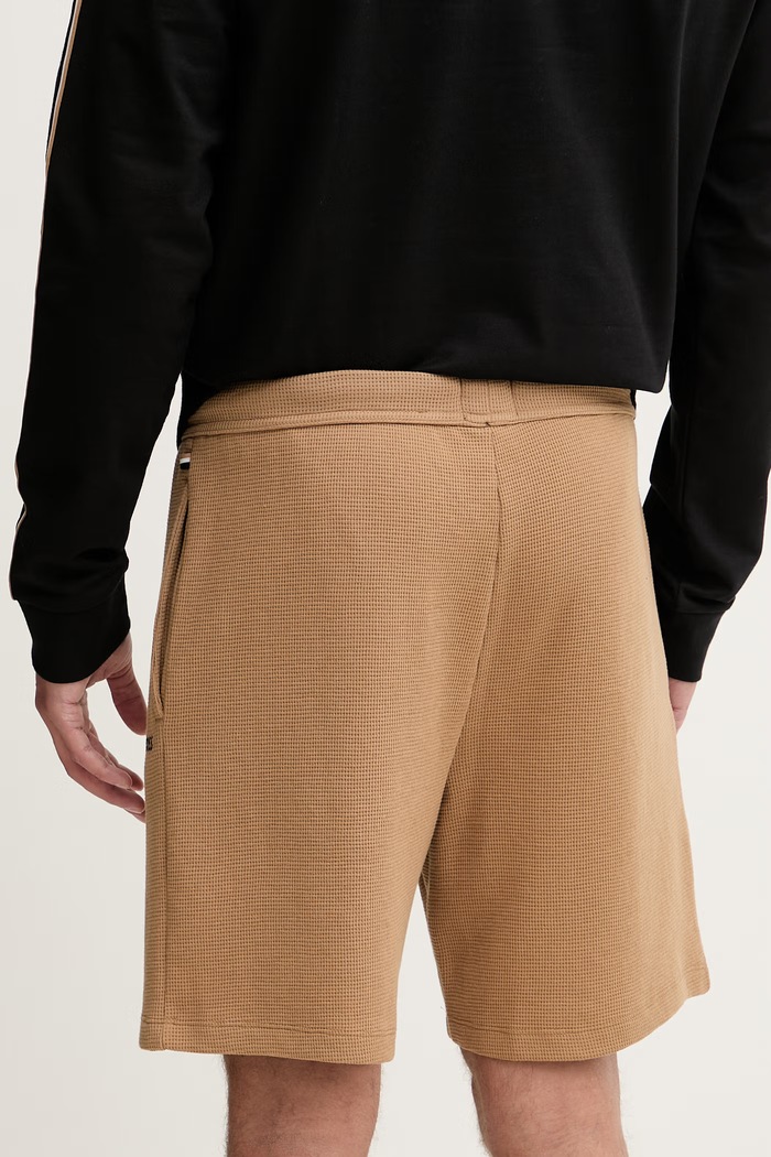 Oblečenie BOSS šortky lounge pánske s bavlnou Waffle Shorts 50535884 hnedá