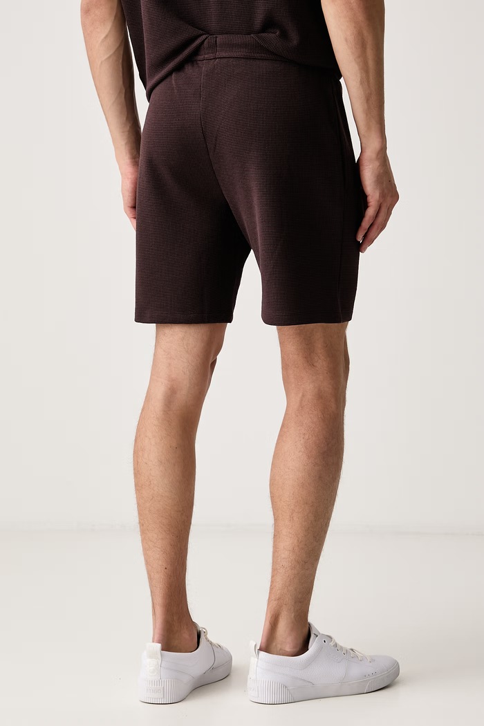 Odzież BOSS Szorty lounge męskie z bawełną Waffle Shorts 50535884 brązowy