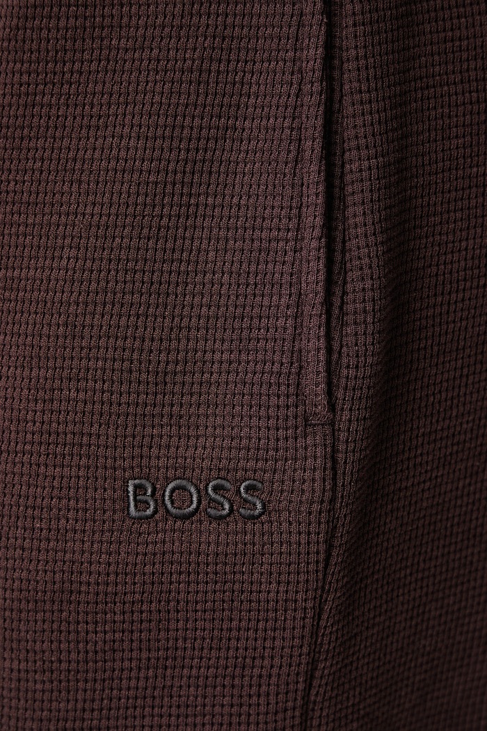 Szorty lounge męskie z bawełną Waffle Shorts BOSS 50535884 brązowy