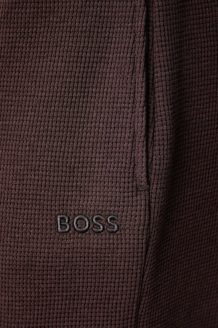 Szorty lounge męskie z bawełną Waffle Shorts BOSS 50535884 brązowy