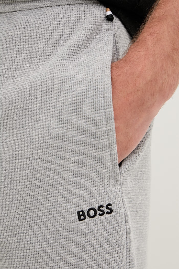 BOSS šortky lounge pánske s bavlnou Waffle Shorts sivá 50535884