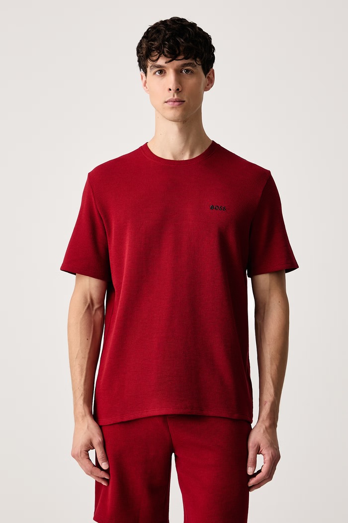BOSS T-shirt lounge męski Waffle T-Shirt czerwony 50535891