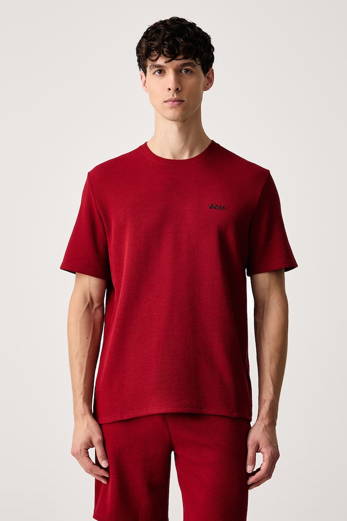 BOSS T-shirt lounge męski Waffle T-Shirt czerwony 50535891