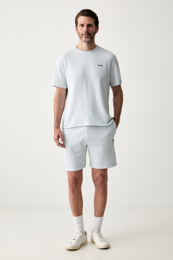 BOSS T-shirt lounge męski Waffle T-Shirt 50535891 niebieski SS26