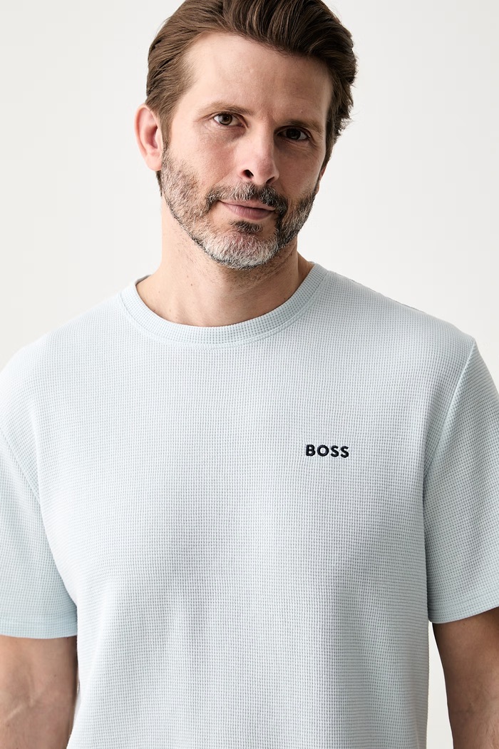 BOSS T-shirt lounge męski Waffle T-Shirt niebieski 50535891