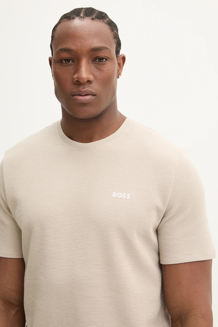 BOSS Tricou loungewear bărbați Waffle T-Shirt bej 50535891