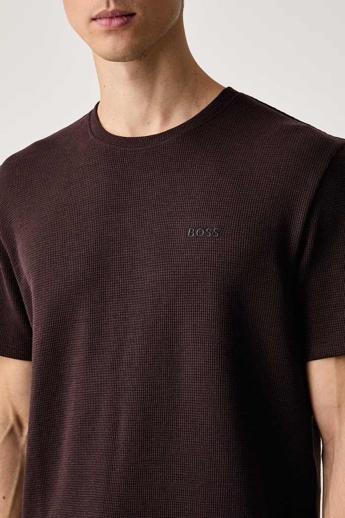 T-shirt lounge męski Waffle T-Shirt BOSS 50535891 brązowy