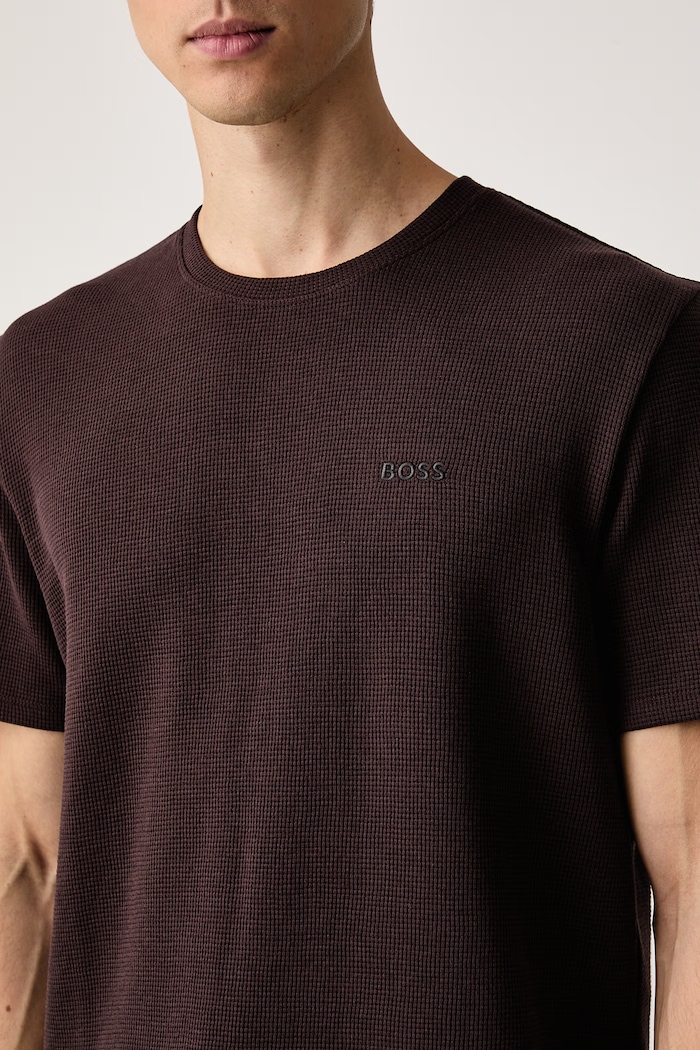 T-shirt lounge męski Waffle T-Shirt BOSS 50535891 brązowy