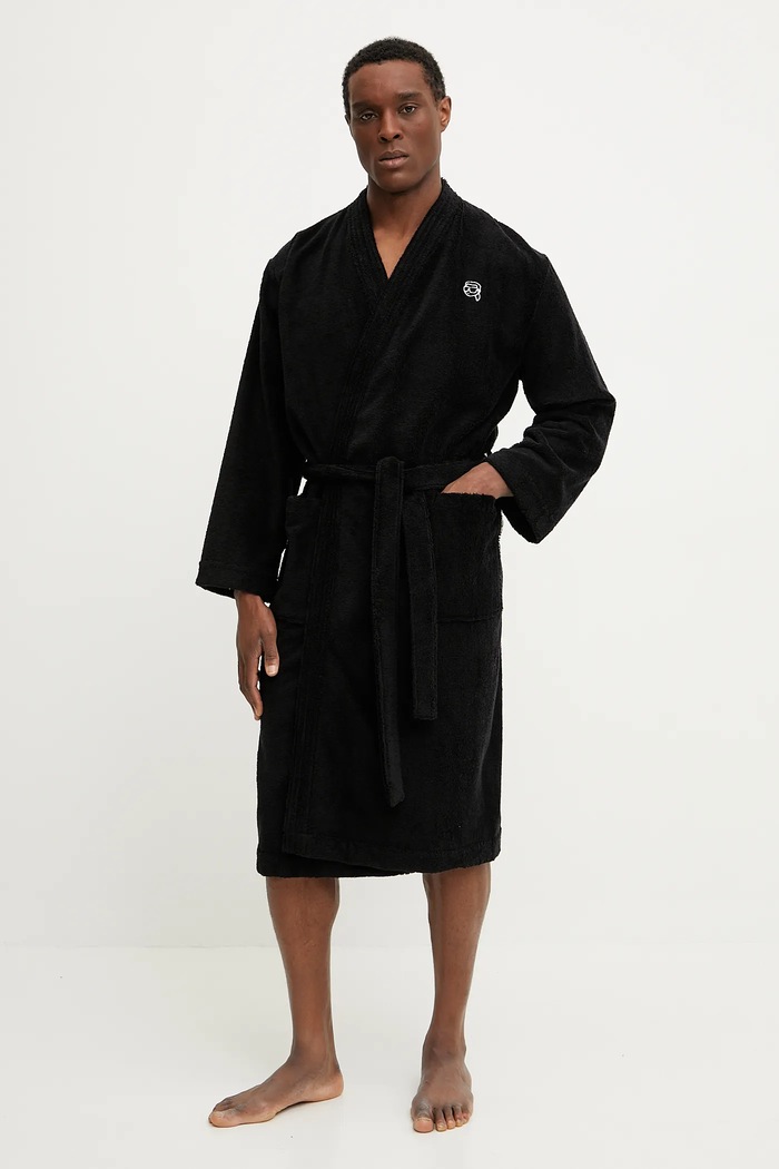 Karl Lagerfeld szlafrok dzianina czarny A1M45011