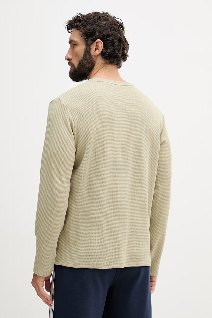 BOSS férfi pamut Waffle LS-Shirt 50535870 zöld AA00