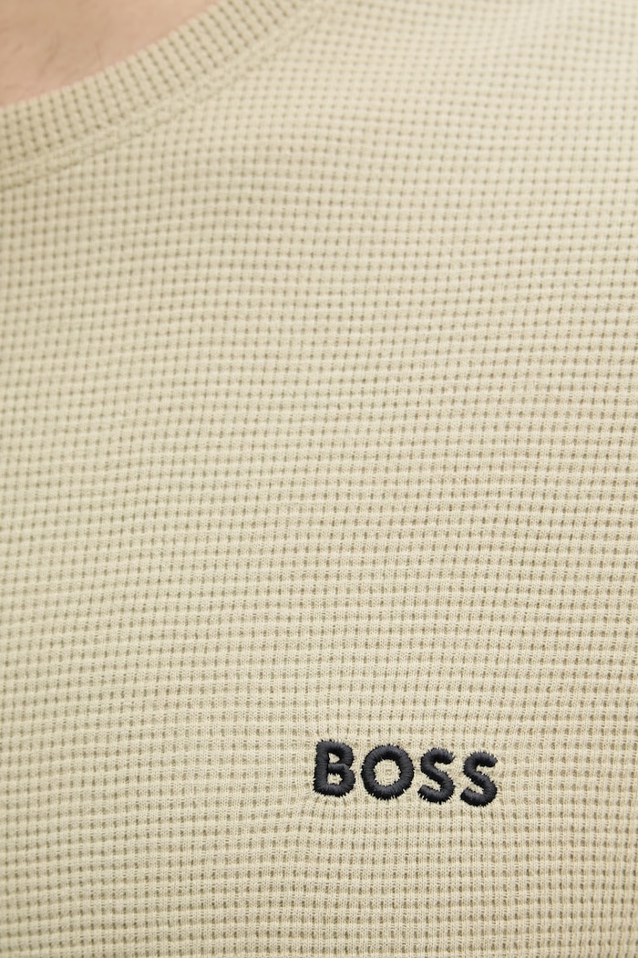 BOSS férfi pamut Waffle LS-Shirt zöld 50535870
