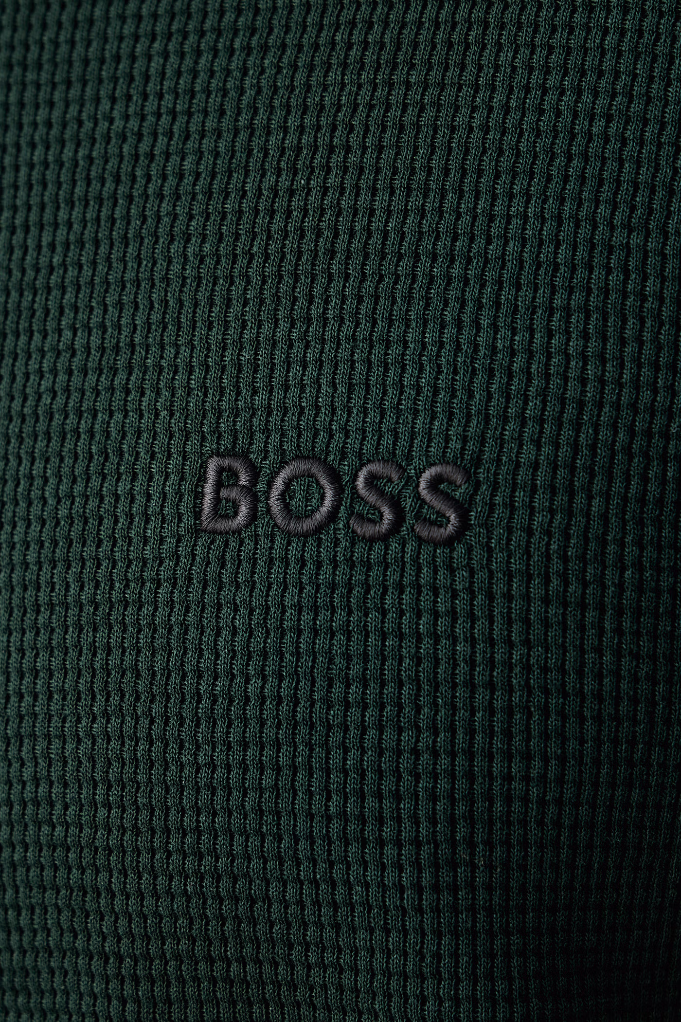 Tričko s dlhým rukávom lounge pánske s bavlnou Waffle LS-Shirt BOSS zelená 50535870