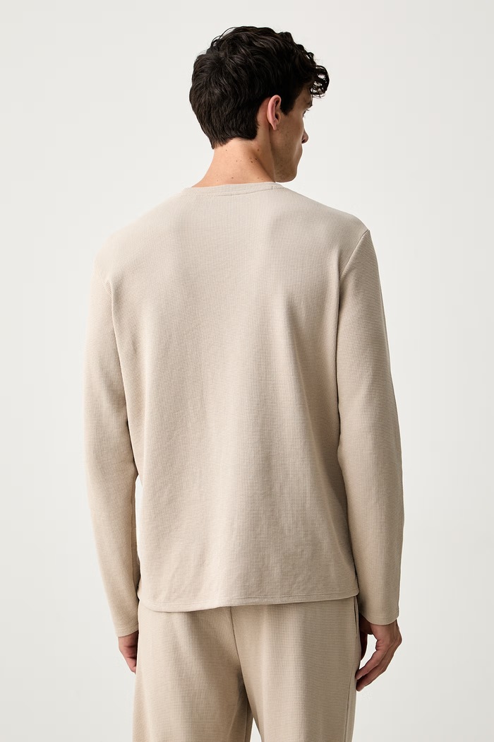 Oblečenie BOSS tričko s dlhým rukávom lounge pánske s bavlnou Waffle LS-Shirt 50535870 béžová